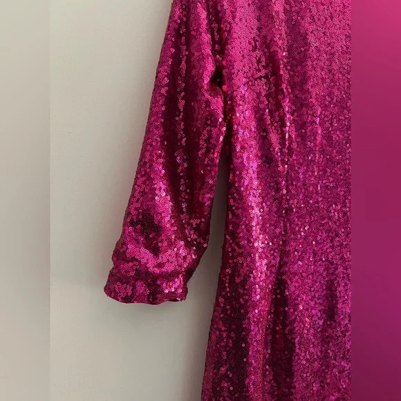 Lulus Hot Pink Sequin Bodycon Midi Dress – Women’s Party / Holiday Dress - Picture 2 of 9